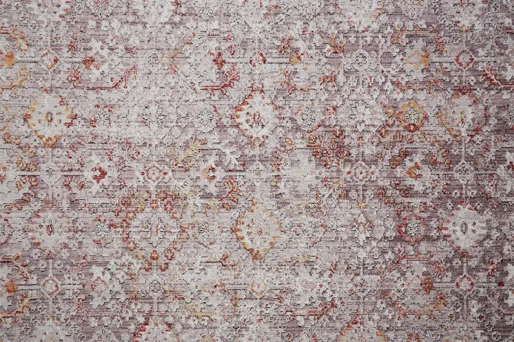 8' Pink And Ivory Abstract Runner Rug