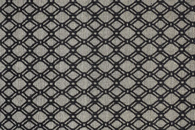 5' X 8' Black And Ivory Wool Geometric Hand Woven Area Rug With Fringe