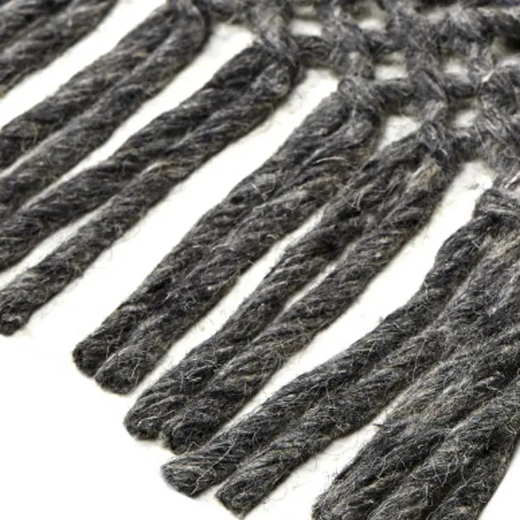 2' X 3' Gray Wool Geometric Hand Woven Area Rug With Fringe