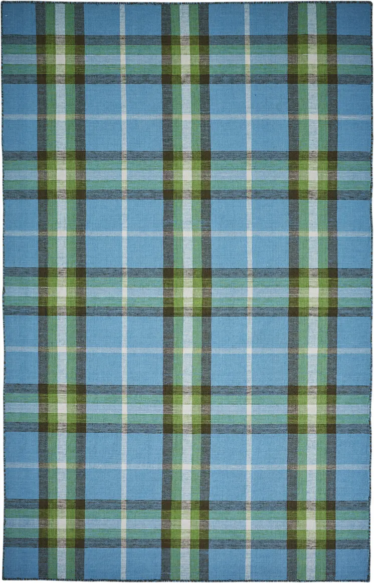 8' X 10' Blue and Green Abstract Hand Woven Area Rug