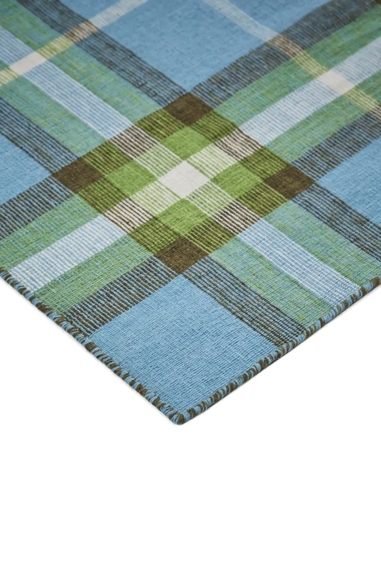 8' X 10' Blue and Green Abstract Hand Woven Area Rug