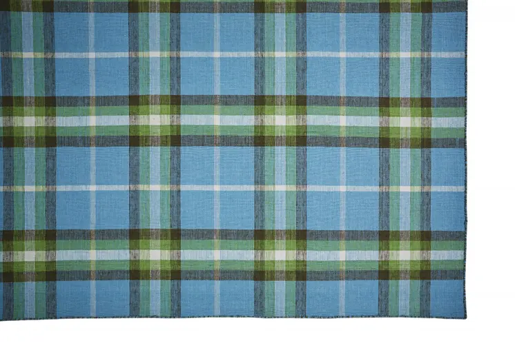 8' X 10' Blue and Green Abstract Hand Woven Area Rug