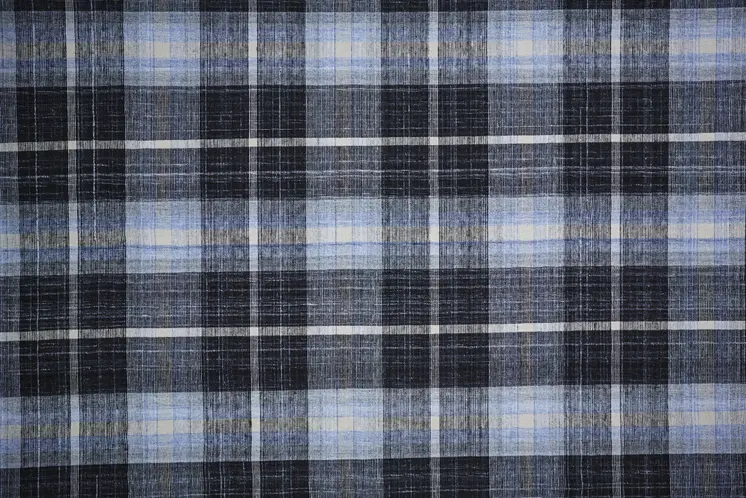 5' X 8' Black and Blue Abstract Hand Woven Area Rug
