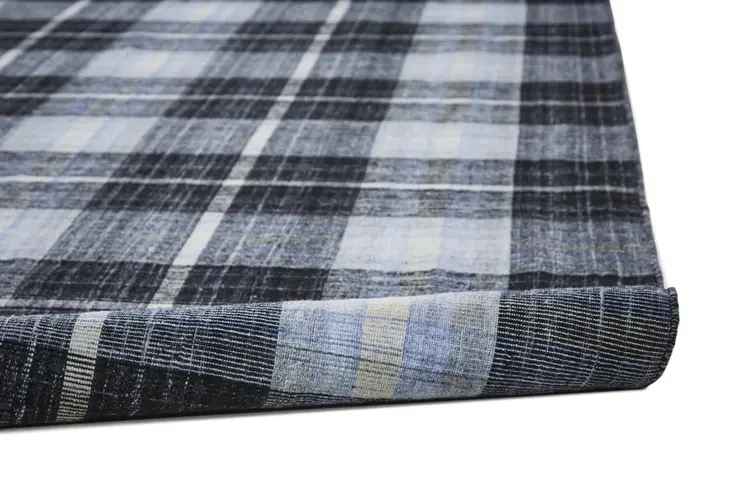 5' X 8' Black and Blue Abstract Hand Woven Area Rug