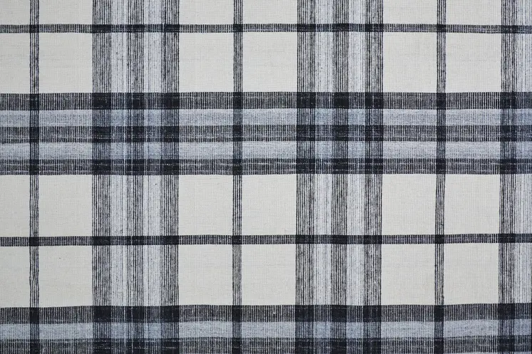 8' X 10' Ivory Blue And Black Abstract Hand Woven Stain Resistant Area Rug