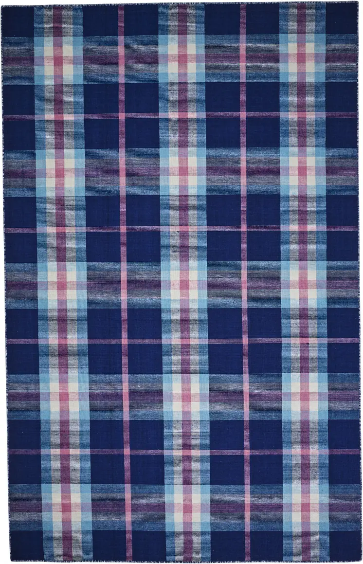 8' X 10' Blue and Pink Abstract Hand Woven Area Rug