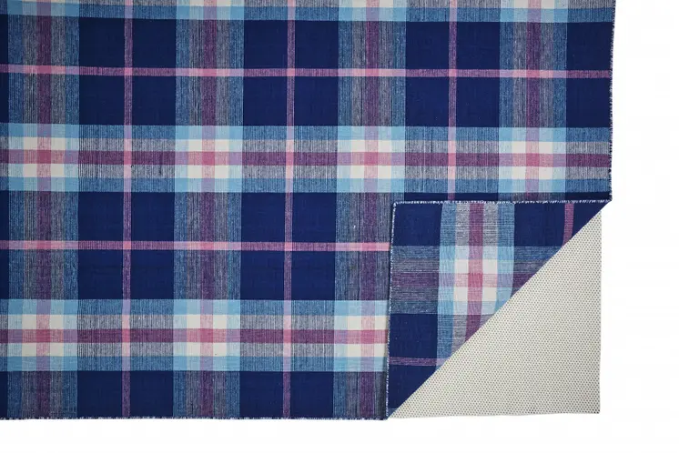 8' X 10' Blue and Pink Abstract Hand Woven Area Rug