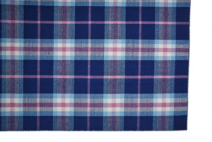 8' X 10' Blue and Pink Abstract Hand Woven Area Rug