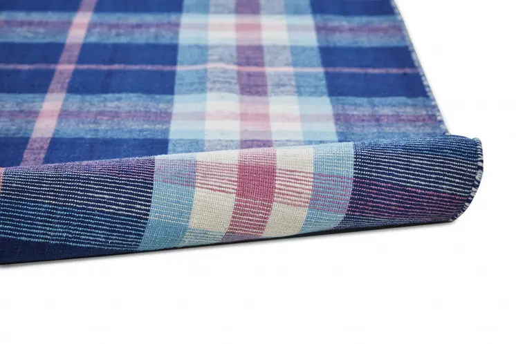 8' X 10' Blue and Pink Abstract Hand Woven Area Rug