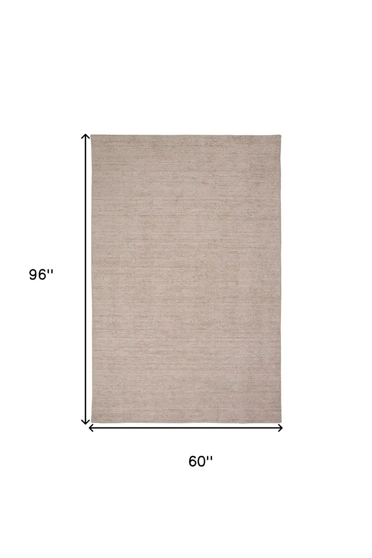 5' X 8' Pink and Ivory Hand Woven Area Rug