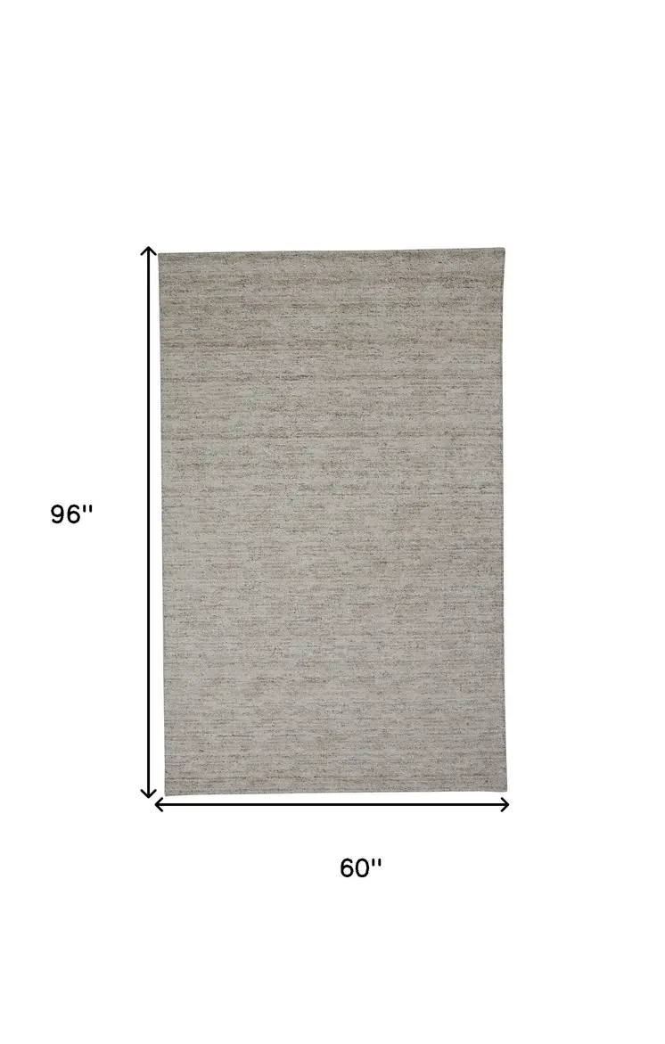 5' X 8' Taupe Hand Woven Area Rug