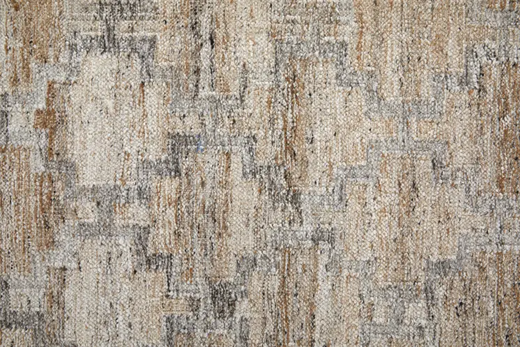 10' X 13' Tan Gray And Ivory Geometric Hand Woven Stain Resistant Area Rug With Fringe