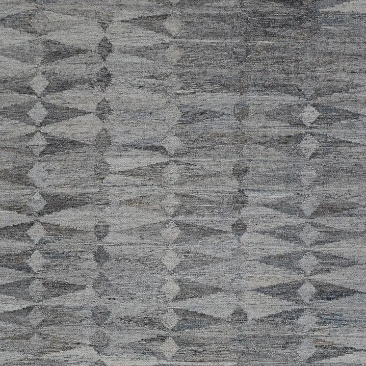 10' X 13' Gray and Black Geometric Hand Woven Area Rug With Fringe
