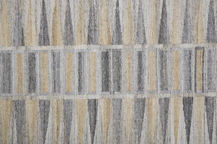 4' X 6' Tan and Gray Geometric Hand Woven Area Rug With Fringe