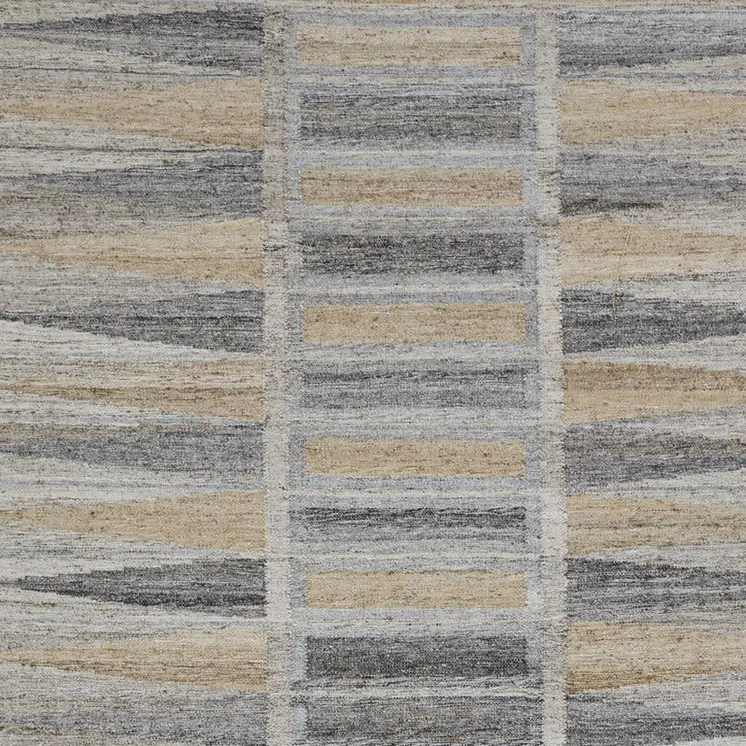 2' X 3' Tan Gray And Taupe Geometric Hand Woven Stain Resistant Area Rug With Fringe