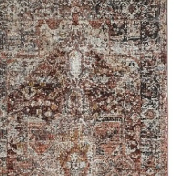 10' Red and Ivory Abstract Distressed Runner Rug