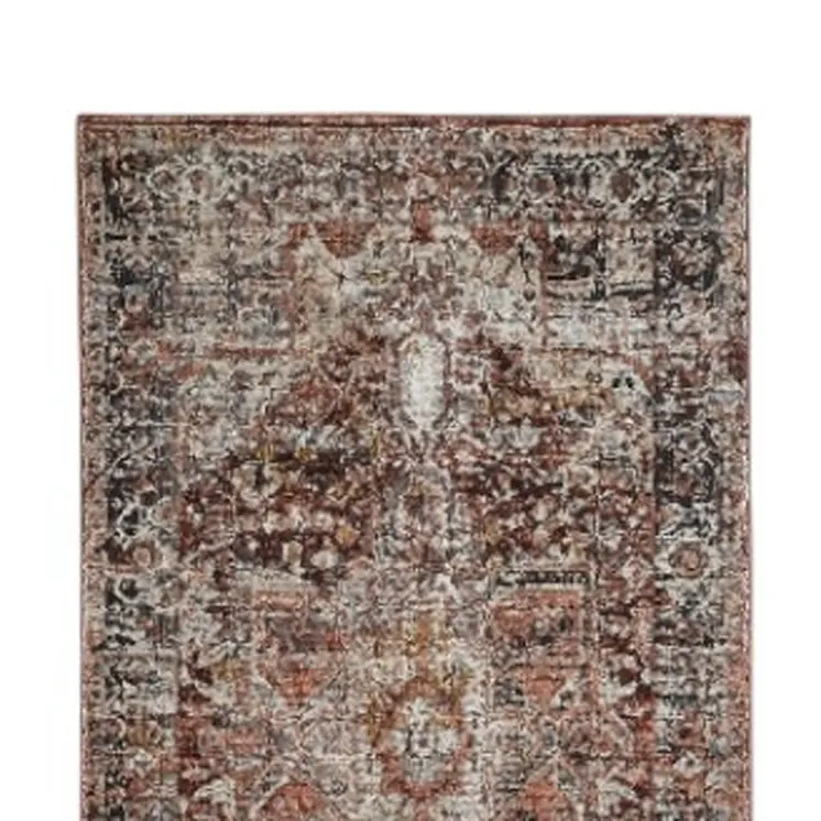 10' Red and Ivory Abstract Distressed Runner Rug