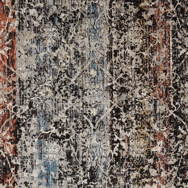 5' X 8' Gray and Black Abstract Distressed Area Rug With Fringe