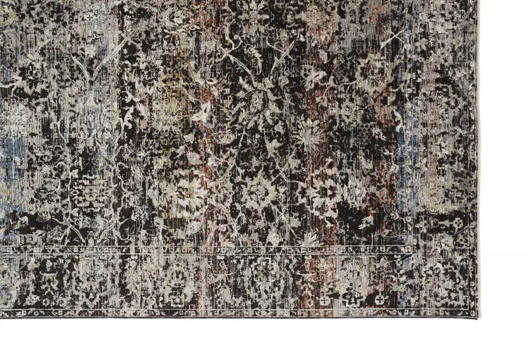 5' X 8' Gray and Black Abstract Distressed Area Rug With Fringe