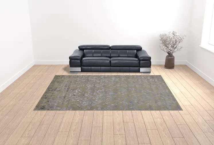 10' X 14' Tan Silver And Gray Wool Floral Tufted Handmade Area Rug