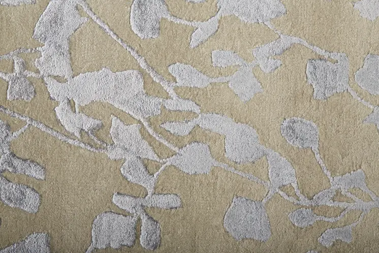 8' Tan and Gray Wool Floral Hand Tufted Runner Rug