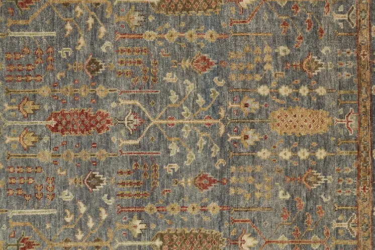 8' Gray and Ivory Wool Floral Hand Knotted Runner Rug With Fringe