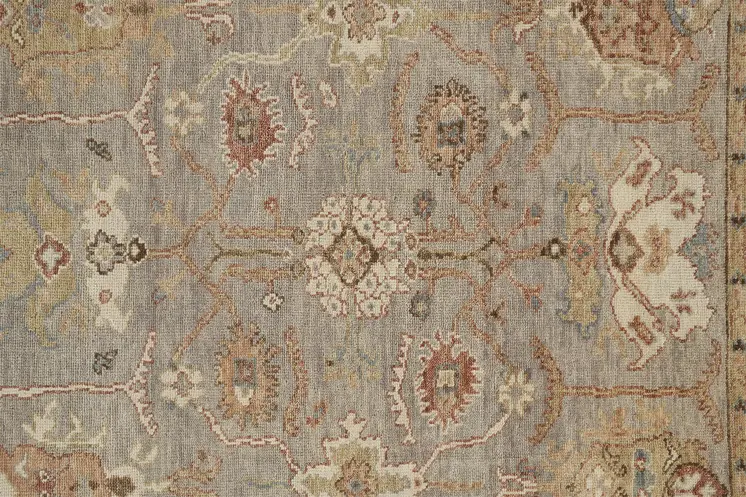 2' X 3' Brown and Ivory Wool Floral Hand Knotted Area Rug With Fringe