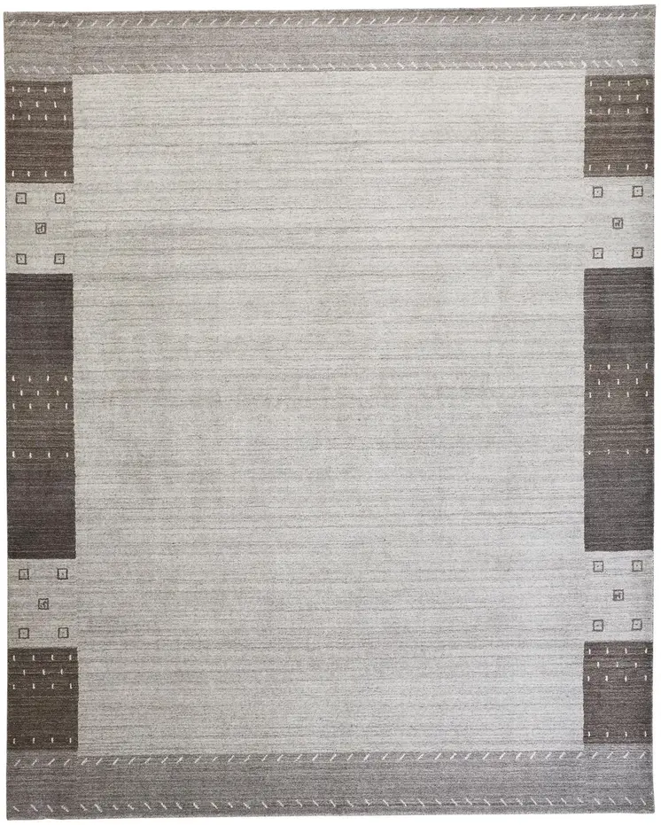5' X 8' Gray Silver And Black Wool Hand Knotted Stain Resistant Area Rug
