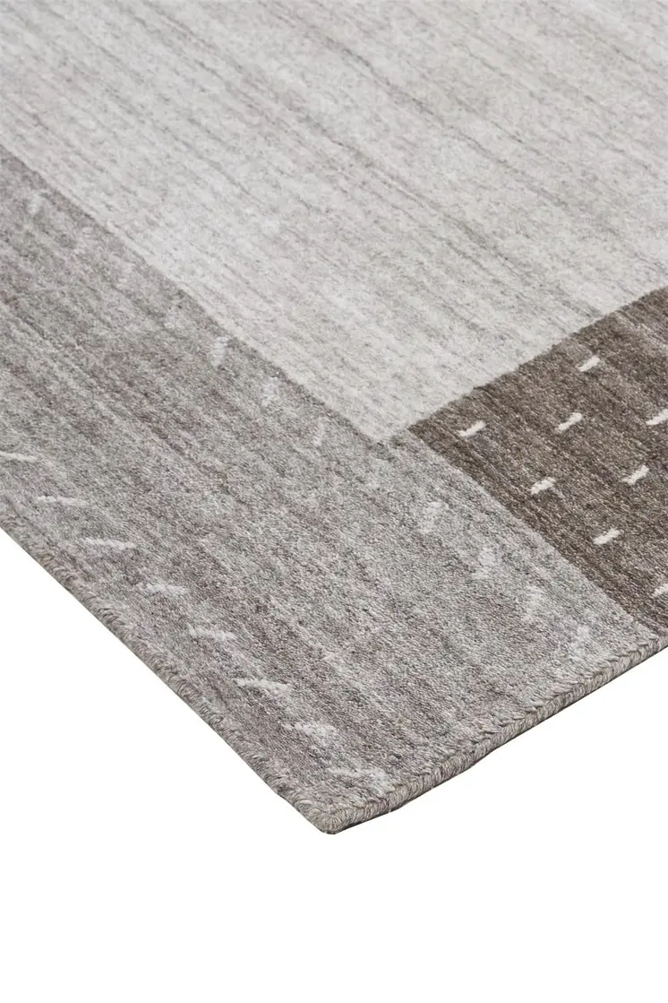 5' X 8' Gray Silver And Black Wool Hand Knotted Stain Resistant Area Rug
