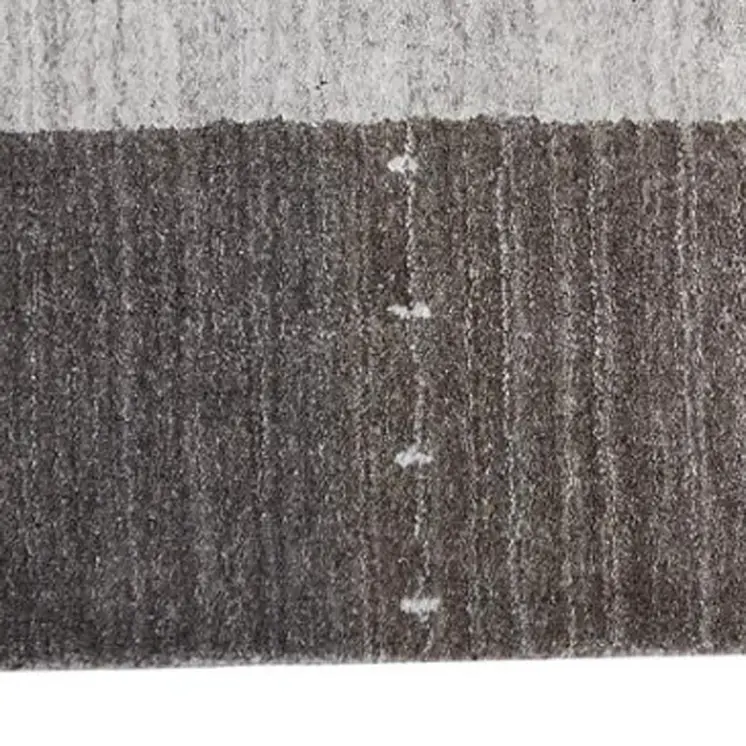 2' X 3' Gray Silver And Black Wool Hand Knotted Stain Resistant Area Rug