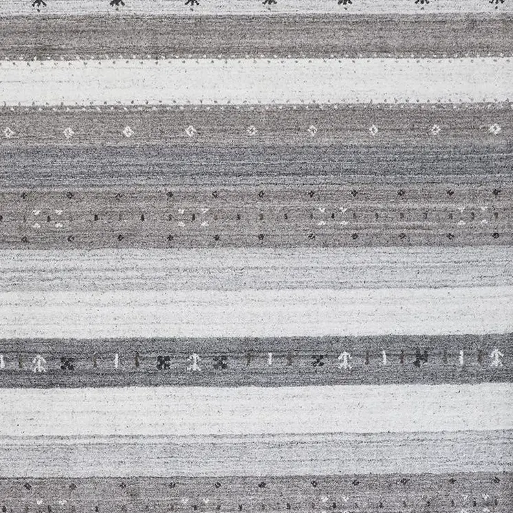 5' X 8' Gray and Ivory Wool Striped Hand Knotted Area Rug