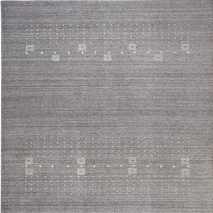 4' X 6' Gray and Ivory Wool Oriental Shag Hand Knotted Area Rug