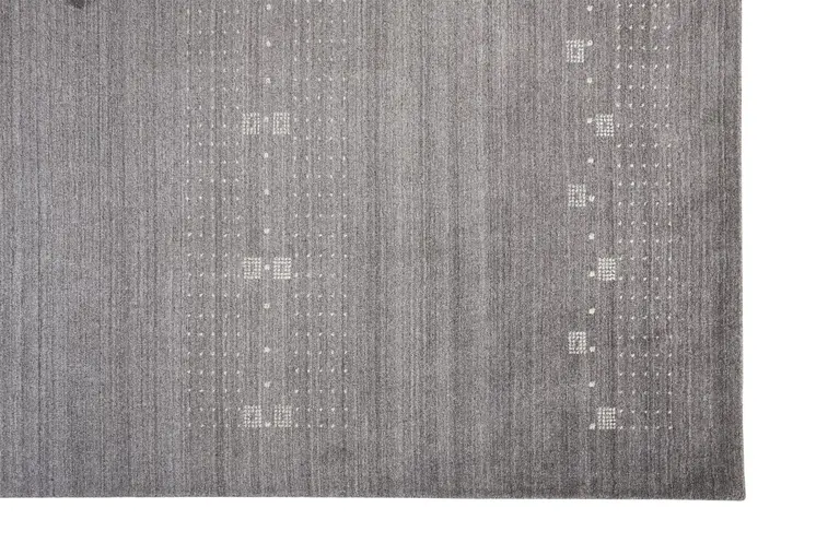5' X 8' Gray And Ivory Wool Hand Knotted Stain Resistant Area Rug