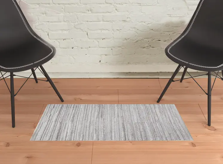 2' X 3' Ivory And Taupe Striped Hand Woven Stain Resistant Area Rug