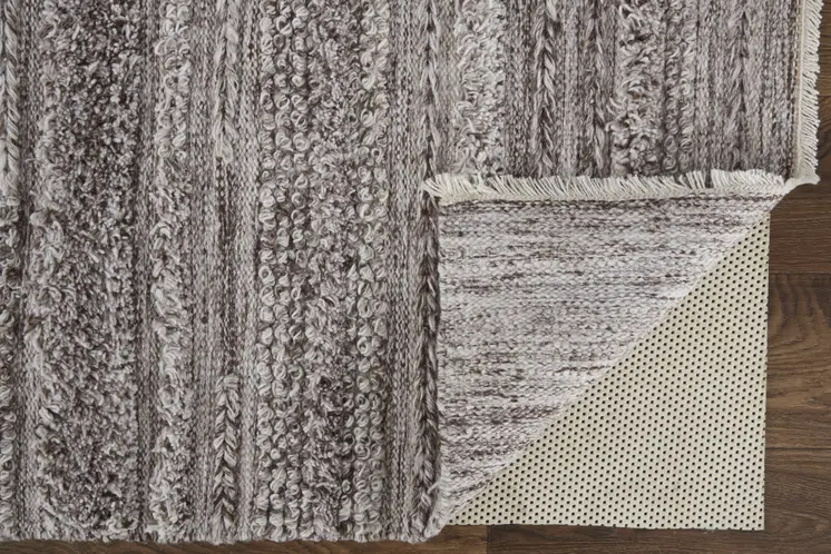 5' X 8' Taupe and Brown Striped Hand Woven Area Rug