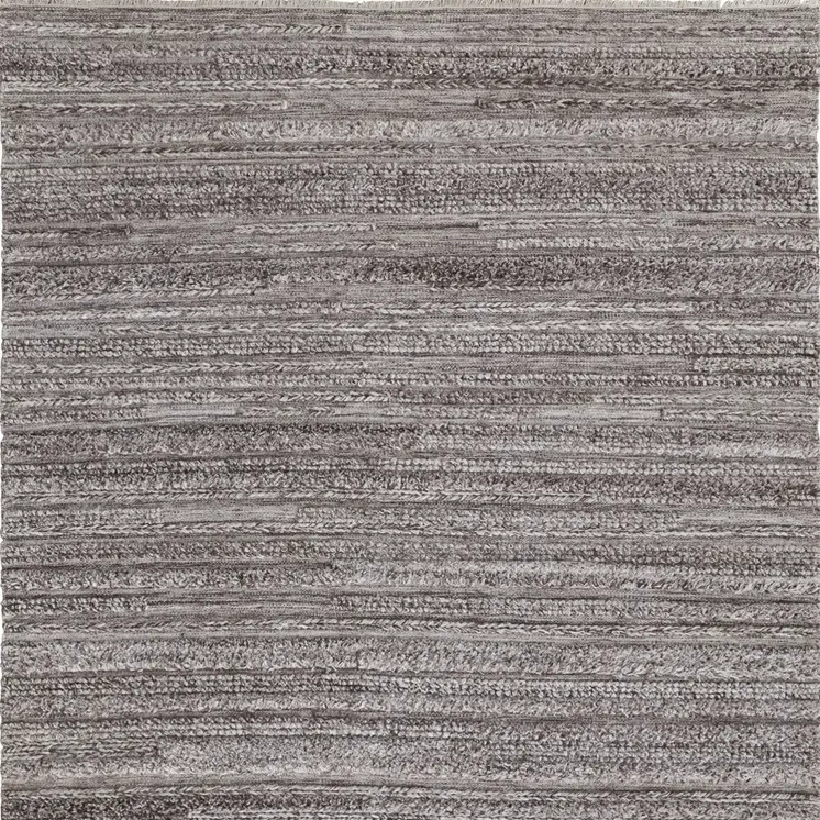 8' X 10' Gray And Ivory Striped Hand Woven Stain Resistant Area Rug