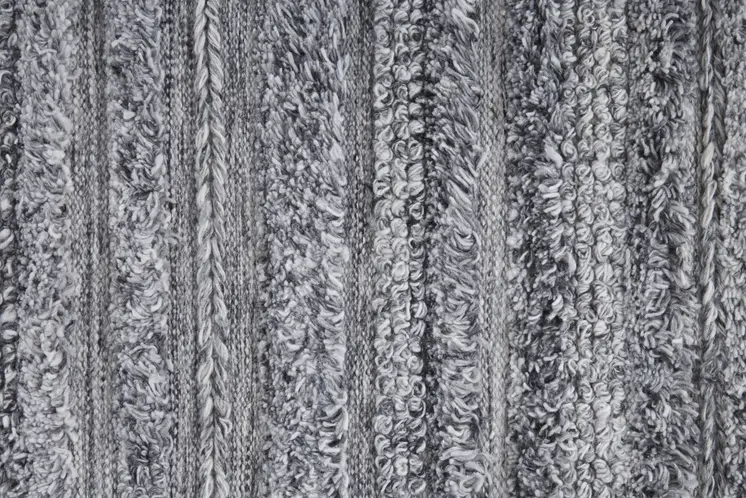 8' X 10' Gray And Ivory Striped Hand Woven Stain Resistant Area Rug