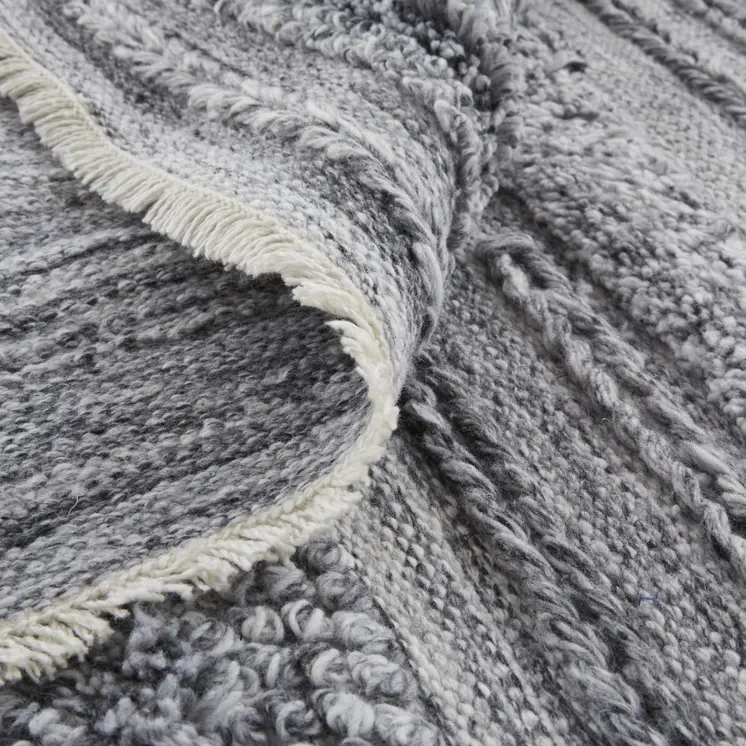 8' X 10' Gray And Ivory Striped Hand Woven Stain Resistant Area Rug