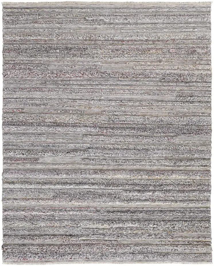5' X 8' Taupe and Ivory Striped Hand Woven Area Rug