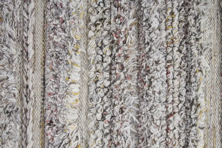 5' X 8' Taupe and Ivory Striped Hand Woven Area Rug