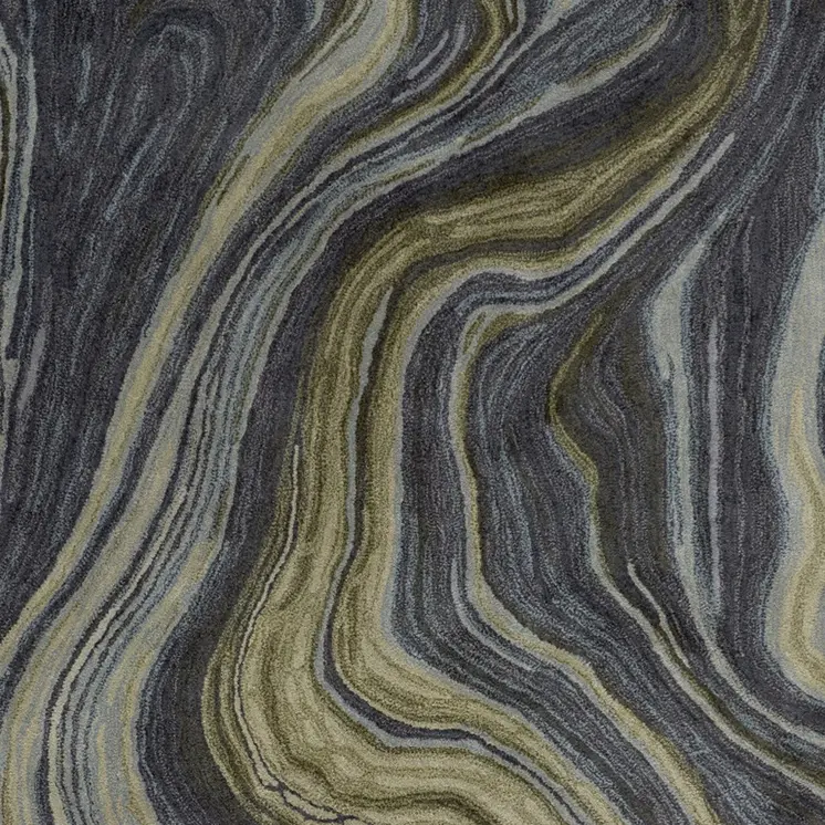 4' X 6' Blue and Green Abstract Hand Tufted Area Rug