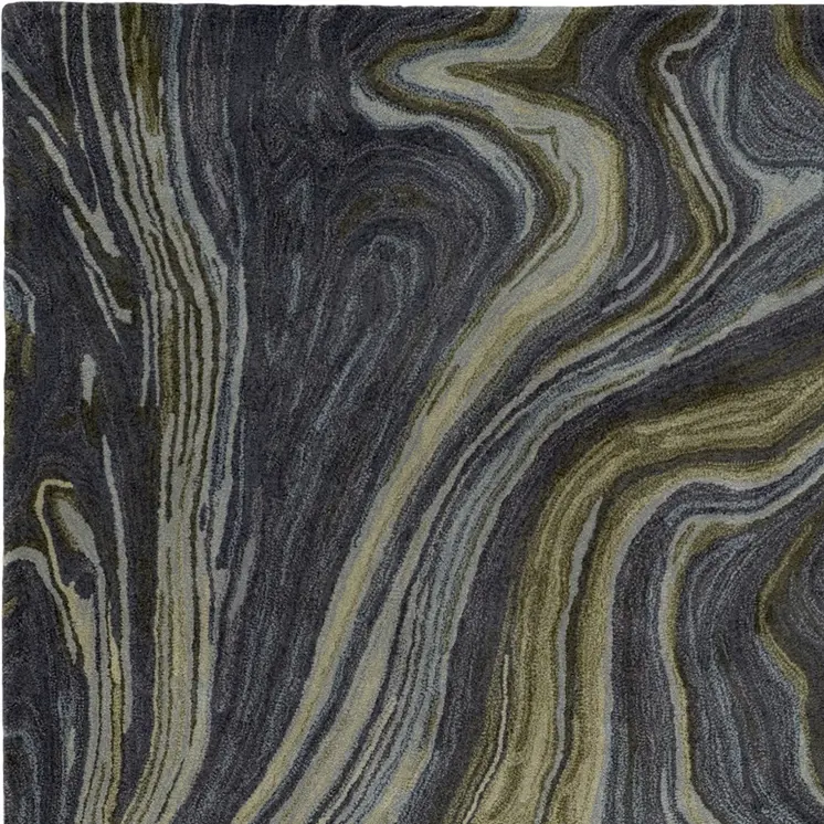 5' X 8' Blue and Green Abstract Hand Tufted Area Rug