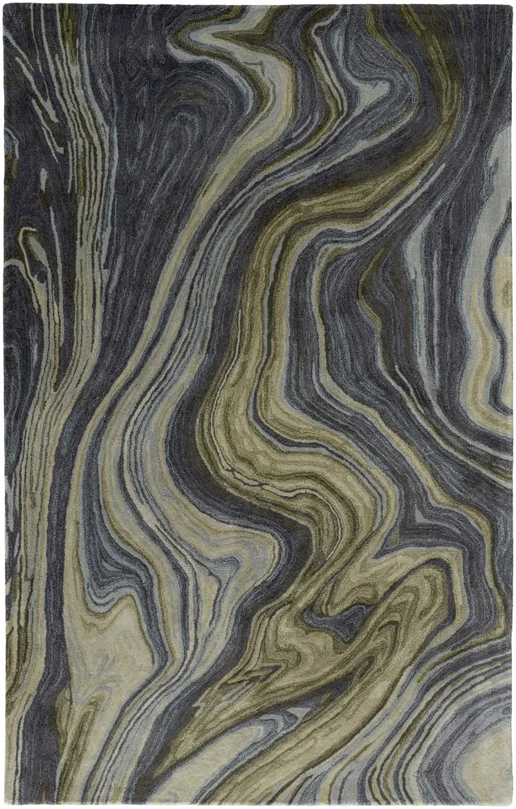 8' X 10' Blue and Green Abstract Hand Tufted Area Rug