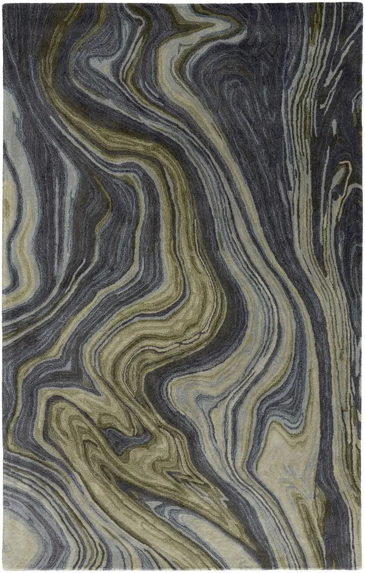 8' X 10' Blue and Green Abstract Hand Tufted Area Rug