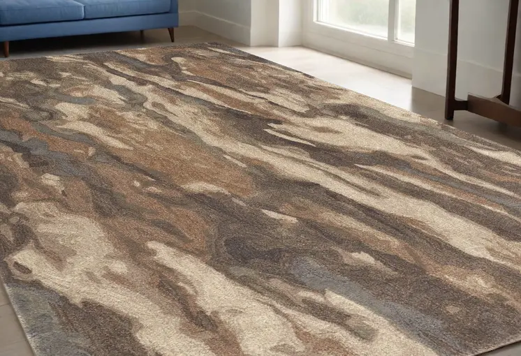 5' X 8' Green and Ivory Wool Abstract Hand Tufted Area Rug