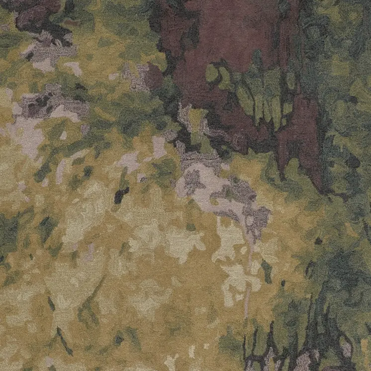 4' X 6' Green and Black Wool Abstract Shag Hand Tufted Area Rug