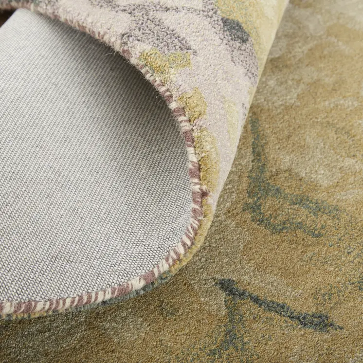 10' X 14' Gold Purple And Green Wool Abstract Tufted Handmade Stain Resistant Area Rug