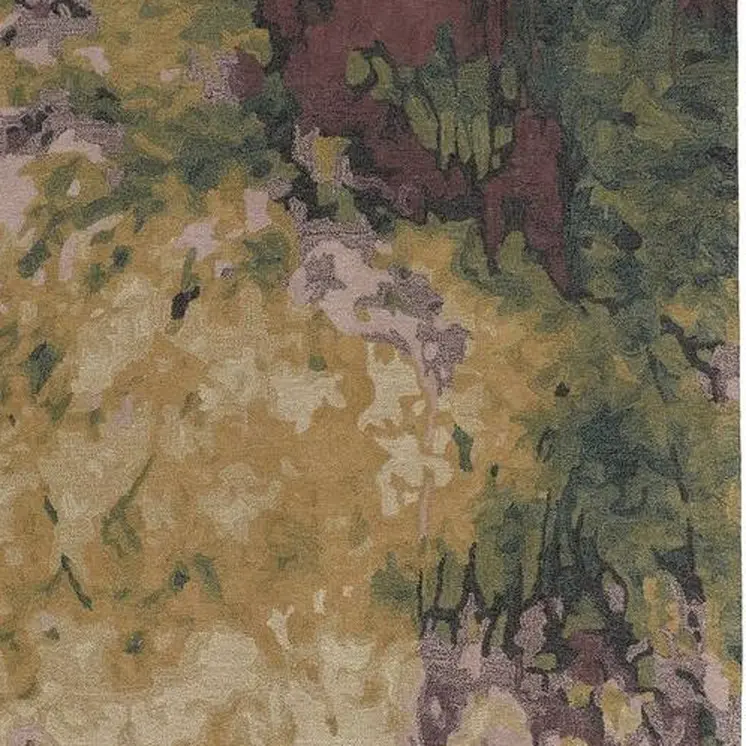 2' X 3' Green and Black Wool Abstract Hand Tufted Area Rug