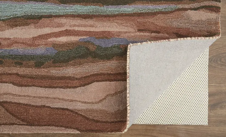 10' X 14' Blue and Red Wool Abstract Hand Tufted Area Rug