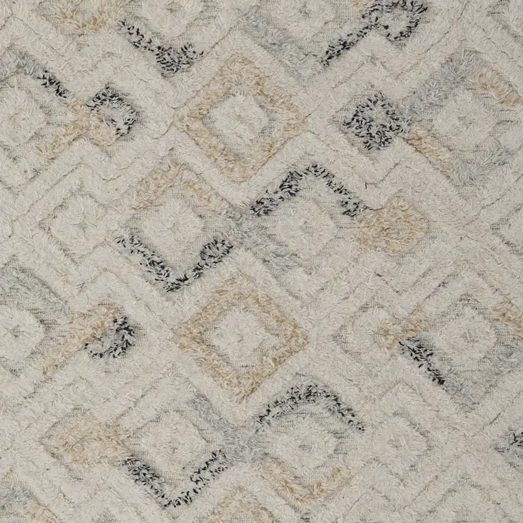 5' X 8' Gray and Ivory Geometric Hand Tufted Area Rug